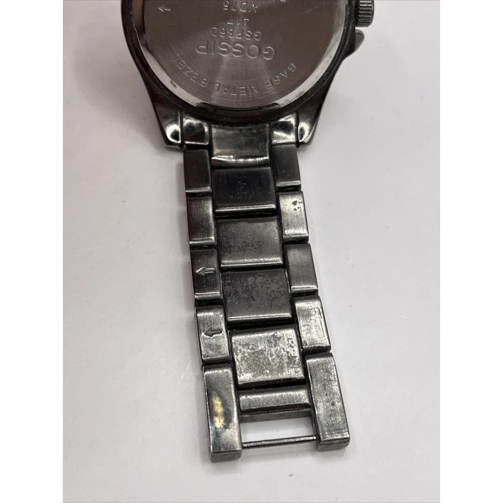 Gossip Women's‎ Quartz Watch GSP862 Brushed Gunmetal Rhinestones- New Battery
